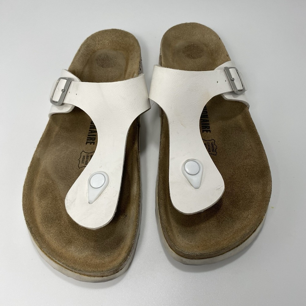Cushionaire White Leah Cork Footbed Genuine Leather Insole Women's Size 9.5M